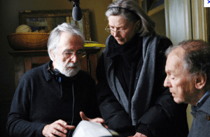 Haneke con los protagonistas