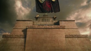 La bandera de los Targaryen ondeando sobre Meereen